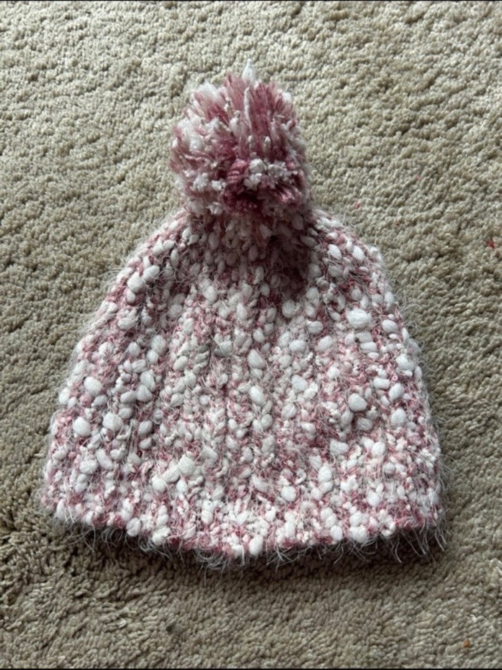 Pink and White Pom Pom Beanie